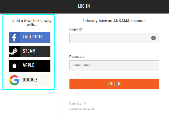 Create an account via Steam – Ankama